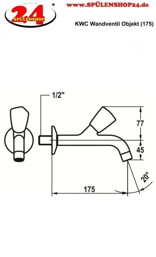 KWC STAR CR K.25.40.03.000A34 Eingriff Wandventil (175) Chrom Gewerbearmatur fr das Objekt (103412)