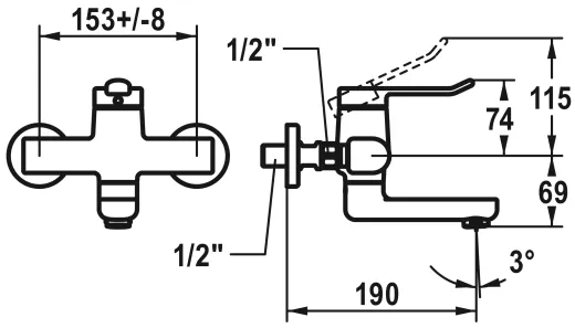 KWC Vita 2.0 11.512.102.000 WA Einhebelmischer Chrom Wandarmatur geeignet Medizinischer Bereich (125218)
