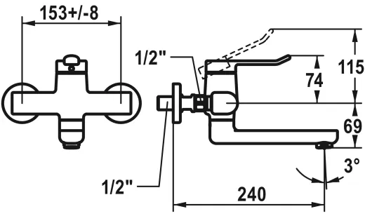 KWC Vita 2.0 11.512.103.000 WA Einhebelmischer Chrom Wandarmatur geeignet Medizinischer Bereich (125219)