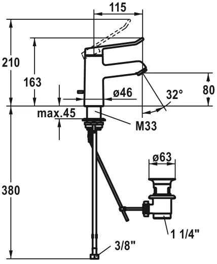 KWC Vita 2.0 12.518.041.000FL Einhebelmischer Waschtisch Chrom mit Festauslauf und Ablaufventil geeignet Medizinischer Bereich (125212)