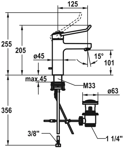 KWC Vita Pro 2.0 12.528.041.000FL Einhebelmischer Waschtisch Chrom mit Festauslauf und Ablaufventil geeignet Medizinischer Bereich (125224)