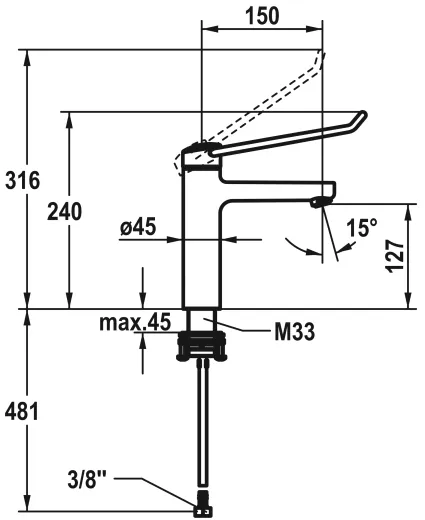 KWC Vita Pro 2.0 12.528.052.000LLFL Einhebelmischer Waschtisch Chrom mit Festauslauf geeignet Medizinischer Bereich (125229)