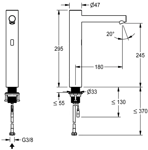 KWC PROFESSIONAL F7E Elektronik Standventil F7EV1002 DN 15 fr Waschanlagen, opto-elektronisch gesteuert mit Netzteil