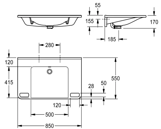 KWC PROFESSIONAL MEDCARE Einzelwaschtisch ANMW0049 Waschtisch MIRANIT fr Wandmontage unterfahrbar Barrierefrei* fr Rollstuhlfahrer geeignet