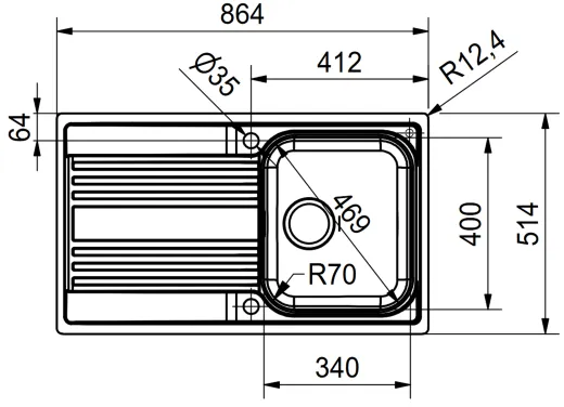 FRANKE Kchensple Rapid RPX 251-86 Edelstahlsple Slimtop / Flchenbndig mit Siebkorb als Drehknopfventil