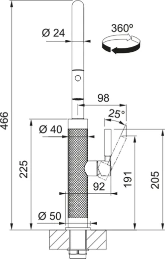 FRANKE Kchenarmatur Mythos Masterpiece Einhebelmischer Edelstahl Anthracite (PVD) mit Auszugsbrause Pull-Down-Spray 360 schwenkbarer Auslauf