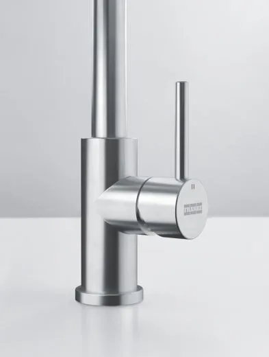 FRANKE Kchenarmatur Smart Glenda Einhebelmischer Edelstahl massiv mit Festauslauf und Laminar Perlator 180 schwenkbarer Auslauf