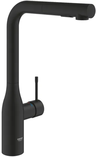 ✅ GROHE Kchenarmatur Essence Phantom Black Einhebelmischer Schwarz matt mit Zugauslauf und Brausefunktion (30504KF0)