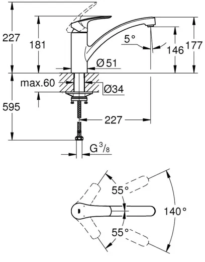 ✅ GROHE Kchenarmatur Eurosmart Einhebelmischer Matt Black mit Festauslauf (332812433)