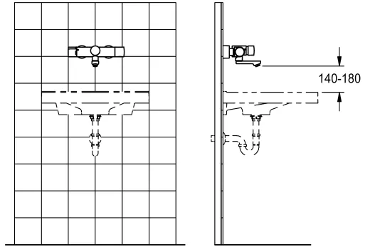 KWC PROFESSIONAL F5S-Therm Selbstschluss-Thermostat-Wandbatterie F5ST1105 DN 15 zur Aufputzmontage FRAMIC INSIDE Selbstschlusskartusche mit C-Modul