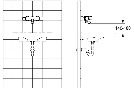 KWC PROFESSIONAL F5S-Therm Selbstschluss-Thermostat-Wandbatterie F5ST1104 DN 15 zur Aufputzmontage FRAMIC INSIDE Selbstschlusskartusche mit C-Modul