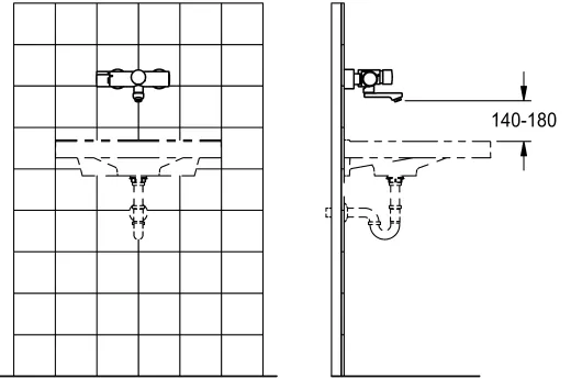 KWC PROFESSIONAL F5S-Therm Selbstschluss-Thermostat-Wandbatterie F5ST1102 DN 15 zur Aufputzmontage FRAMIC INSIDE Selbstschlusskartusche