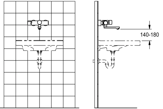 KWC PROFESSIONAL F5S-Therm Selbstschluss-Thermostat-Wandbatterie F5ST1103 DN 15 zur Aufputzmontage FRAMIC INSIDE Selbstschlusskartusche