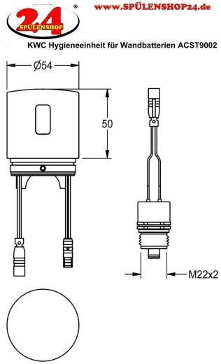 KWC PROFESSIONAL F5S Hygieneeinheit fr kompatible KWC Selbstschluss Thermostat-Wandbatterien ACST9002 fr Wasch und Duschanlagen inkl. C-Modul