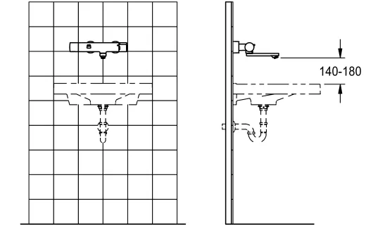 KWC PROFESSIONAL F5E-Therm Elektronik Wandbatterie F5ET1118 DN 15 zur Aufputzmontage Opto-elektronisch gesteuert mit Batteriebetrieb und C-Modul