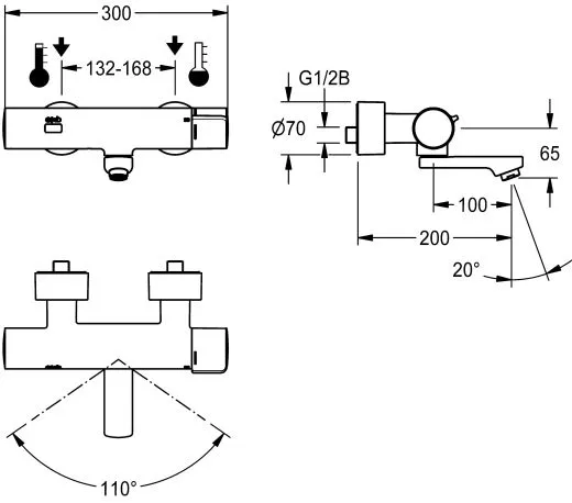 KWC PROFESSIONAL F5E-Therm Elektronik Thermostat Wandbatterie F5ET1102 DN 15 zur Aufputzmontage Opto-elektronisch gesteuert
