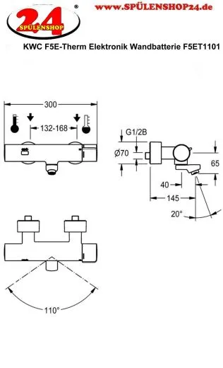 KWC PROFESSIONAL F5E-Therm Elektronik Thermostat Wandbatterie F5ET1101 DN 15 zur Aufputzmontage Opto-elektronisch gesteuert