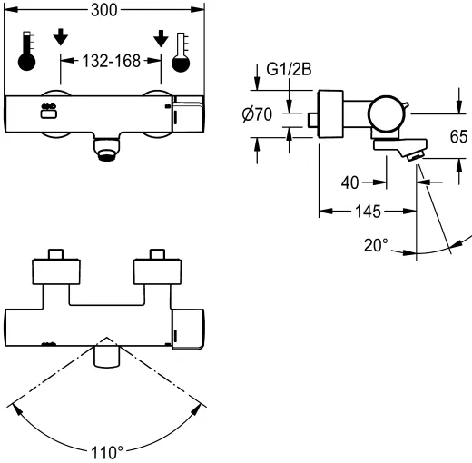 KWC PROFESSIONAL F5E-Therm Elektronik Thermostat Wandbatterie F5ET1101 DN 15 zur Aufputzmontage Opto-elektronisch gesteuert