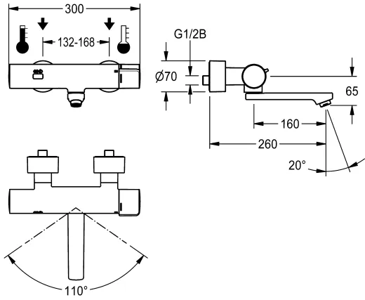 KWC PROFESSIONAL F5E-Therm Elektronik Thermostat Wandbatterie F5ET1103 DN 15 zur Aufputzmontage Opto-elektronisch gesteuert