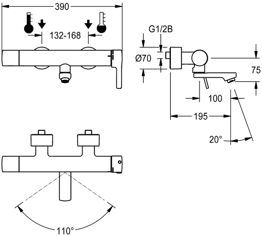 KWC PROFESSIONAL F5L-Therm Thermostat Einhebel-Wandbatterie F5LT1113 DN 15 zur Aufputzmontage fr Waschanlagen inklusive Hygieneeinheit und C-Modul