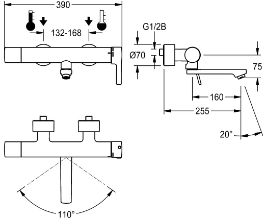 KWC PROFESSIONAL F5L-Therm Thermostat Einhebel-Wandbatterie F5LT1114 DN 15 zur Aufputzmontage fr Waschanlagen inklusive Hygieneeinheit und C-Modul