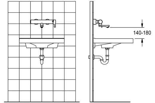 KWC PROFESSIONAL F5L-Therm Thermostat Einhebel-Wandbatterie F5LT1105 DN 15 zur Aufputzmontage fr Waschanlagen