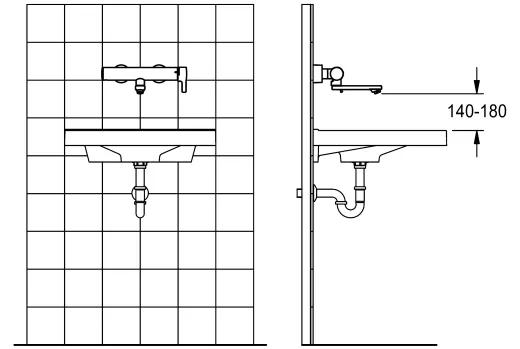 KWC PROFESSIONAL F5L-Therm Thermostat Einhebel-Wandbatterie F5LT1106 DN 15 zur Aufputzmontage fr Waschanlagen