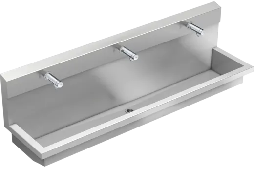 KWC PROFESSIONAL Planox Waschplatzeinheit mit Selbstschluss-Wandventilen PL18USV fr Wandmontage Breite 1800mm