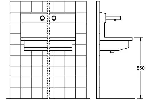 KWC PROFESSIONAL Planox Waschplatzeinheit mit Elektronik-Wandventilen PL12UEV fr Wandmontage Breite 1200mm