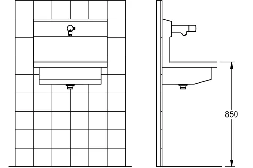 KWC PROFESSIONAL Planox Waschplatzeinheit mit Elektronik-Waschplatzbatterien PL6UEM fr Wandmontage Breite 600mm
