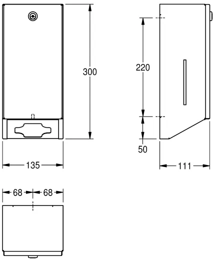 KWC PROFESSIONAL Rodan Toilettenpapierspender-Einzelblatt RODX677 fr die Aufputzmontage ohne Nachfllmedien