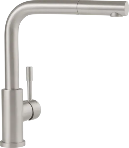 Villeroy & Boch K�chenarmatur Steel Shower Window Einhebelmischer Edelstahl massiv mit Zugauslauf zur Vorfenstermontage