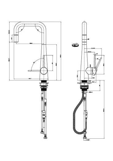 Villeroy & Boch Kchenarmatur Konic Einhebelmischer Edelstahl massiv mit Zugauslauf und 2-Strahlfunktion