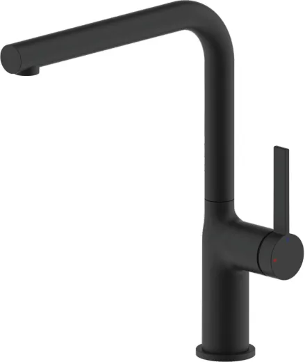 AQUACUCINA K�chenarmatur Amari 30004-S Einhebelmischer Matt Schwarz mit Festauslauf 180� schwenkbar