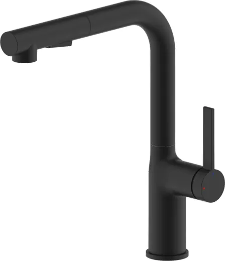 AQUACUCINA K�chenarmatur Amari 30001-S Einhebelmischer Matt Schwarz mit Schlauchbrause