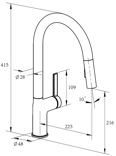 AQUACUCINA K�chenarmatur Amari 30006-S Einhebelmischer Matt Schwarz mit Schlauchbrause