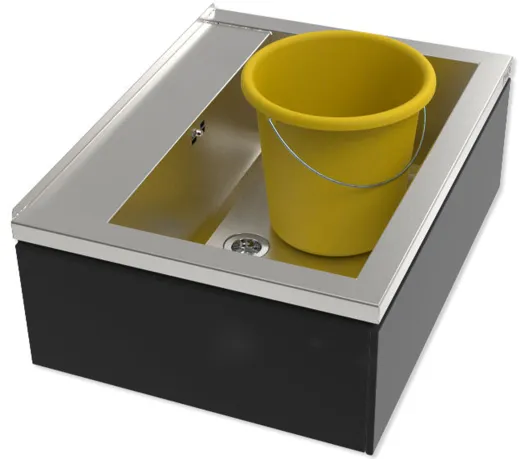 KUNe Arbeits-/ Mehrzweckbecken Novum 60 PWB22-60 wandhngend gekantetes und geschweites Ausgussbecken Verblendung Schwarz