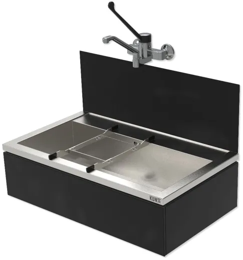 KUNe Arbeits-/ Mehrzweckbecken Novum 60 PWB22-60 wandhngend gekantetes und geschweites Ausgussbecken Verblendung Schwarz