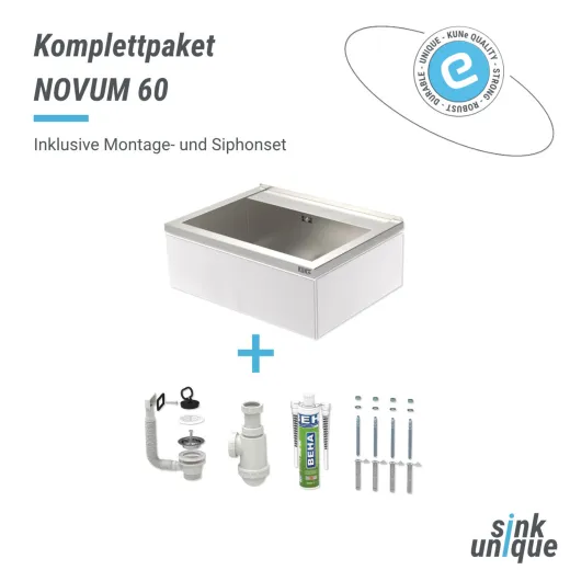 KUNe Arbeits-/ Mehrzweckbecken Novum 60 PWB22-60 wandhngend gekantetes und geschweites Ausgussbecken Verblendung Weiss