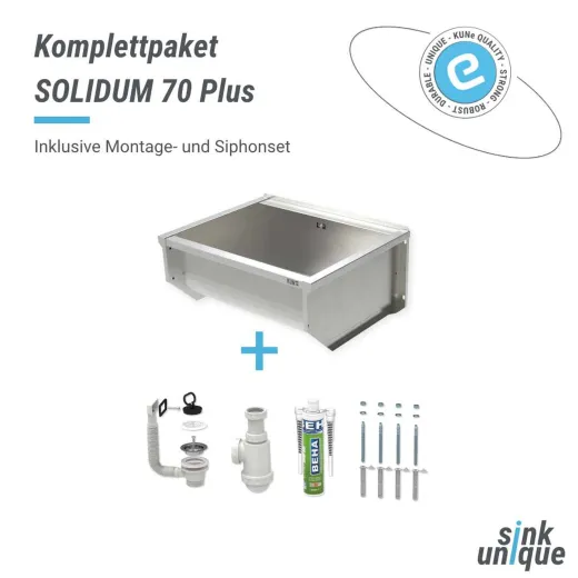 KUNe Arbeits-/ Mehrzweckbecken Solidum 70 Plus WB15A-70+ wandhngend gekantetes und geschweites Ausgussbecken (Beckentiefe 300mm)