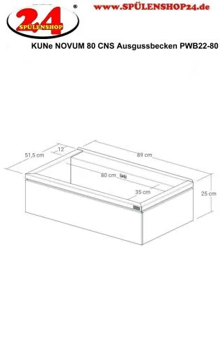 KUNe Arbeits-/ Mehrzweckbecken Novum 80 PWB22-80 wandhngend gekantetes und geschweites Ausgussbecken Verblendung Weiss