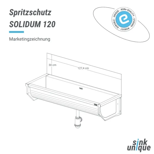 KUNe Solidum 120 Spritzschutz Edelstahl WB15-SP120 passend Ausgussbecken Solidum 120