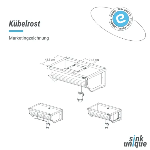 KUNe Kbelrost Edelstahl WB15-KR passend Ausgussbecken Solidum und Novum
