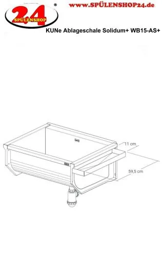 KUNe Ablageschale Plus Edelstahl WB15-AS+ passend Ausgussbecken Solidum Plus
