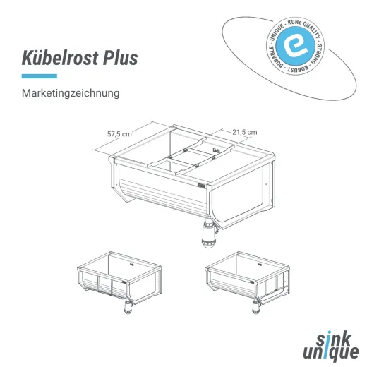 KUNe Kbelrost Plus Edelstahl WB15-KR+ passend Ausgussbecken Solidum Plus