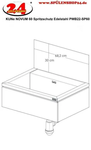 KUNe Novum 60 Spritzschutz Edelstahl PWB22-SP60 in 3 Farben auswhlbar passend Ausgussbecken Novum 60