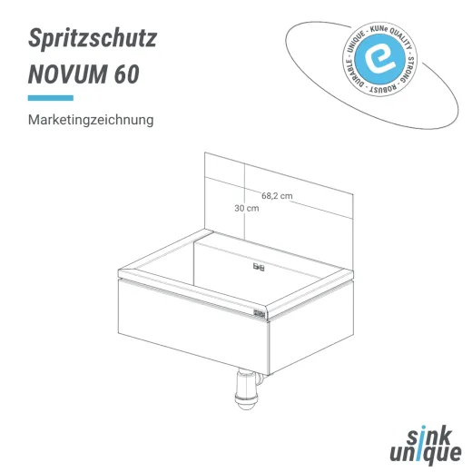 KUNe Novum 60 Spritzschutz Edelstahl PWB22-SP60 in 3 Farben auswhlbar passend Ausgussbecken Novum 60