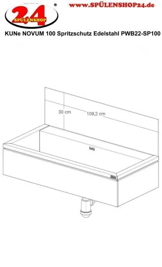KUNe Novum 100 Spritzschutz Edelstahl PWB22-SP100 in 3 Farben auswhlbar passend Ausgussbecken Novum 100