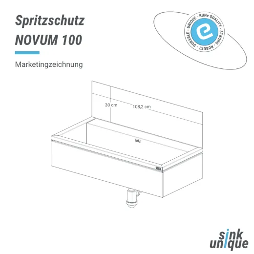 KUNe Novum 100 Spritzschutz Edelstahl PWB22-SP100 in 3 Farben auswhlbar passend Ausgussbecken Novum 100