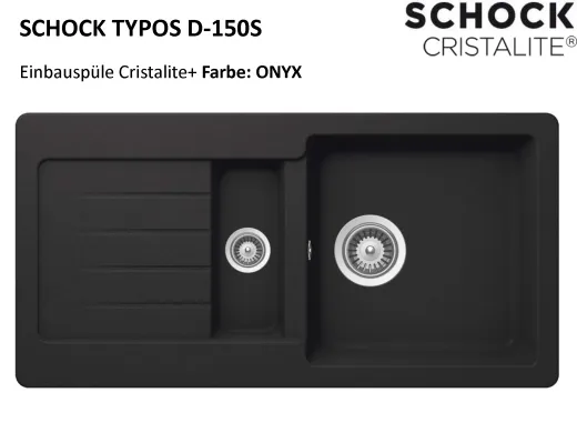 ✅ SCHOCK Kchensple TYPOS D-150S Cristalite Granitsple / Einbausple Basic Line mit Drehexcenter Farbe Onyx